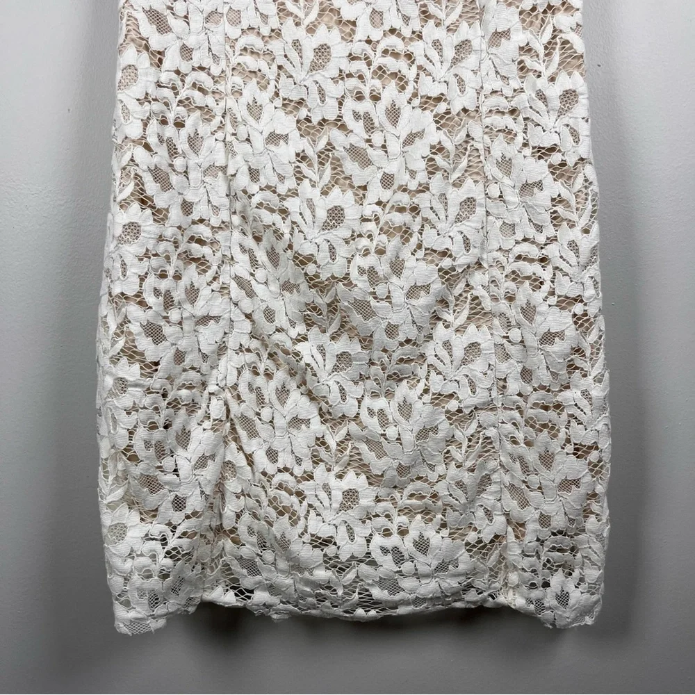 Bebe White Tea Satin Lace Mini Bride Bridal Cocktail Party Dress Size Small